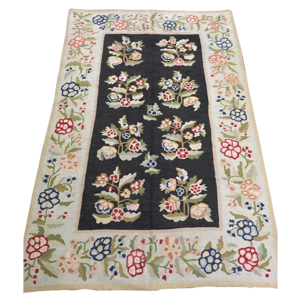 Antique Bessarabian Kilim With Large Scale Floral Design, Late 19th Century