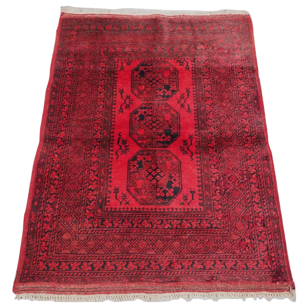 Old Afghan Village Rug of Traditional Design, Very Strong Rug, Circa 1940 For Sale