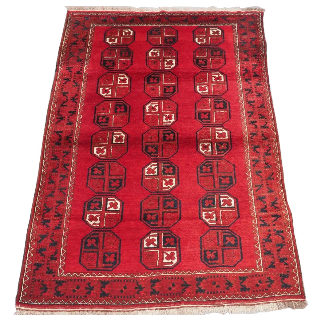 Old Afghan Village Rug, Ersari Turkmen Gul Design, Circa 1930