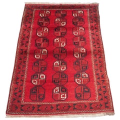 Old Afghan Village Rug, Ersari Turkmen Gul Design, Circa 1930