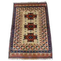 Vintage Turkish Bergama Rug with Star Medallion Design, About 60 Years Old