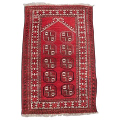 Vintage Afghan Kizyl Ayak Turkmen Prayer Rug, Circa 1950