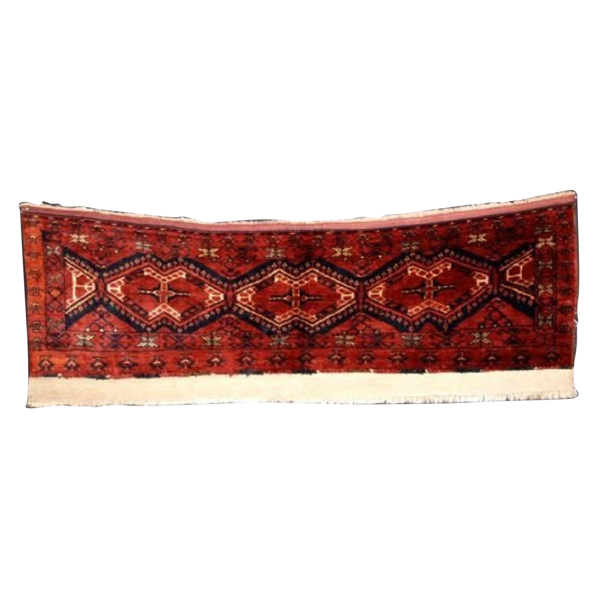 Torba turcomana antigua Ersari Beshir, pila completa, circa 1900