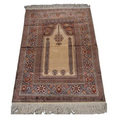 Turkish Kayseri 'Art Silk' Mosque Prayer Rug, Circa 1960