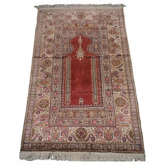 Alfombra de oración de mezquita turca de Kayseri de "seda artística", c.1960