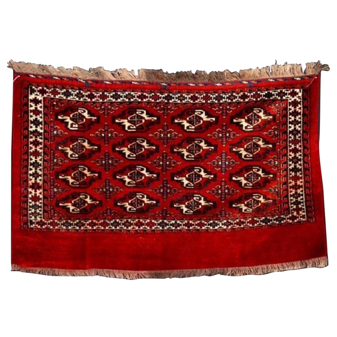 Antique Yomut Turkmen Chuval, 16 Gul, Red Ground, Circa 1900
