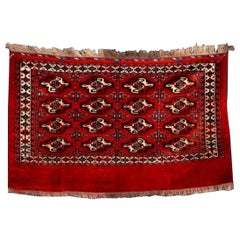 Antique Yomut Turkmen Chuval, 16 Gul, Red Ground, Circa 1900