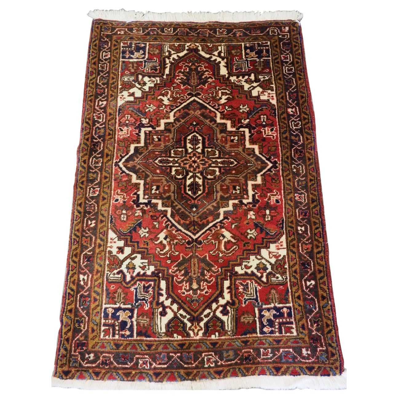 Vintage Heriz Rug Of Traditional Design, Scarce Small Size, About 60 Years Old For Sale