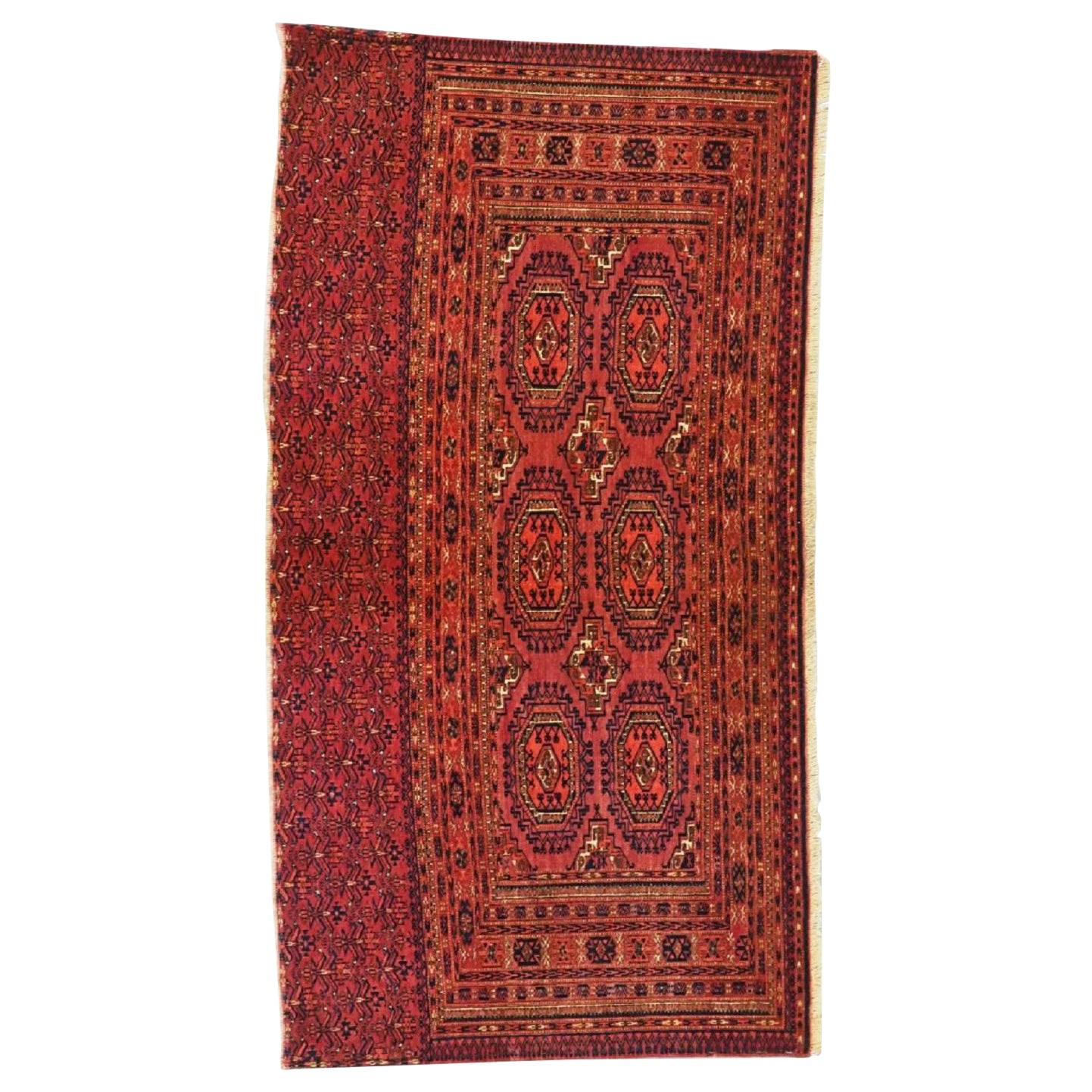 Antique Tekke Turkmen Chuval Face With 'Salor' Turreted Guls, Circa 1900