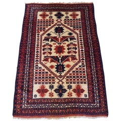Vintage Turkish Yagcibedir Village Rug With Ivory Ground, About 70 Years Old