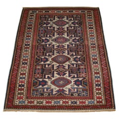 Vintage East Caucasian Rug With Lesghi Star Design, Small Size, Circa 1900