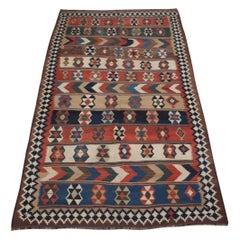 Antique Qashqai Tribal Kilim With Banded Design, Circa 1900