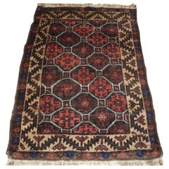 Antique Afghan Baluch Rug, Small Size With Lattice Design, Circa 1900