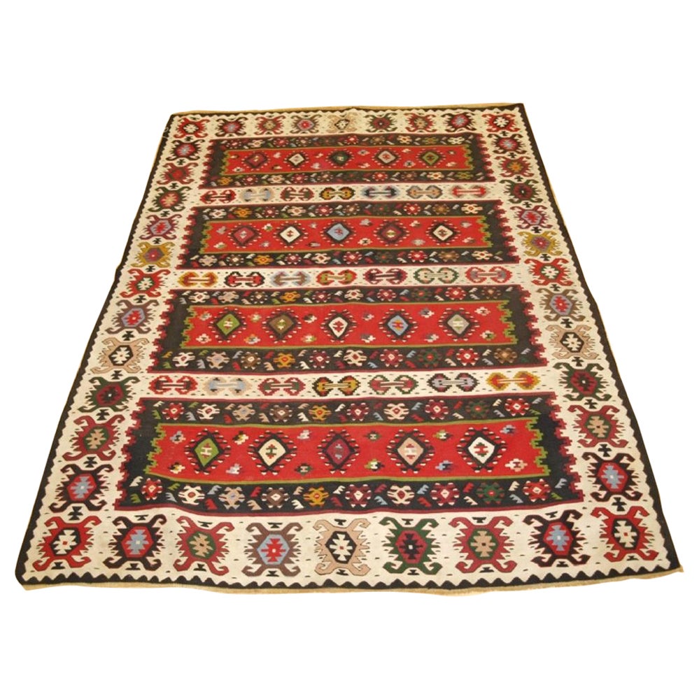 Kilim antiguo de Sharkoy con diseño de bandas, circa 1930 en venta