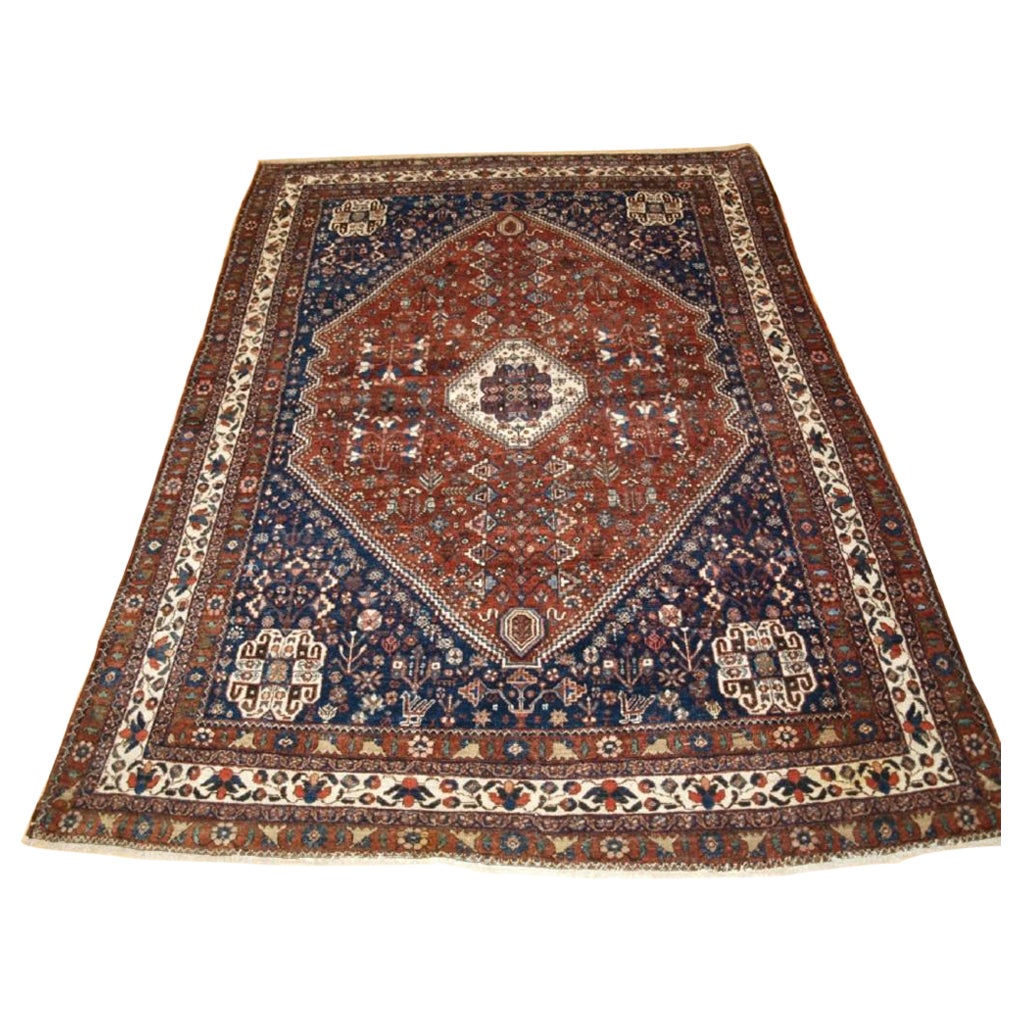 Antique Abedeh Rug Qashqai Weavers, Tribal Design, Circa 1920