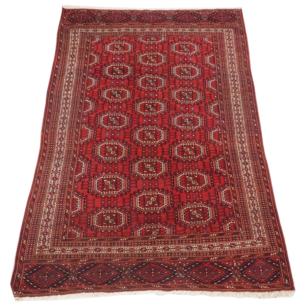 Antique Yomut Turkmen Rug With Octagonal Guls, Circa 1900