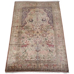 Vintage Old Turkish Kayseri 'Art Silk' Rug, Garden Prayer Design, Circa 1950