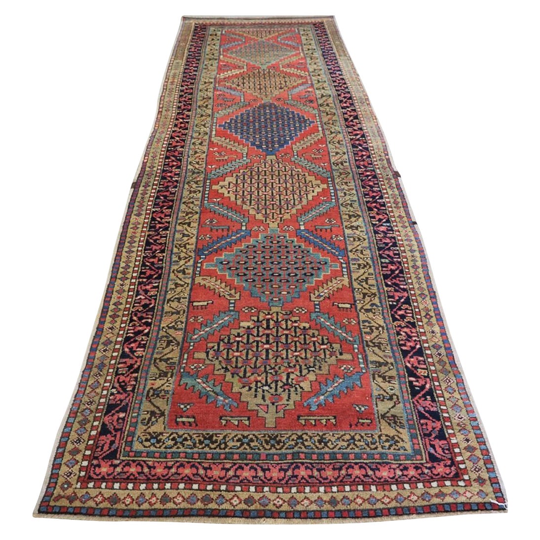 Antiker Heriz-Läufer mit ungewöhnlichem Design, um 1900