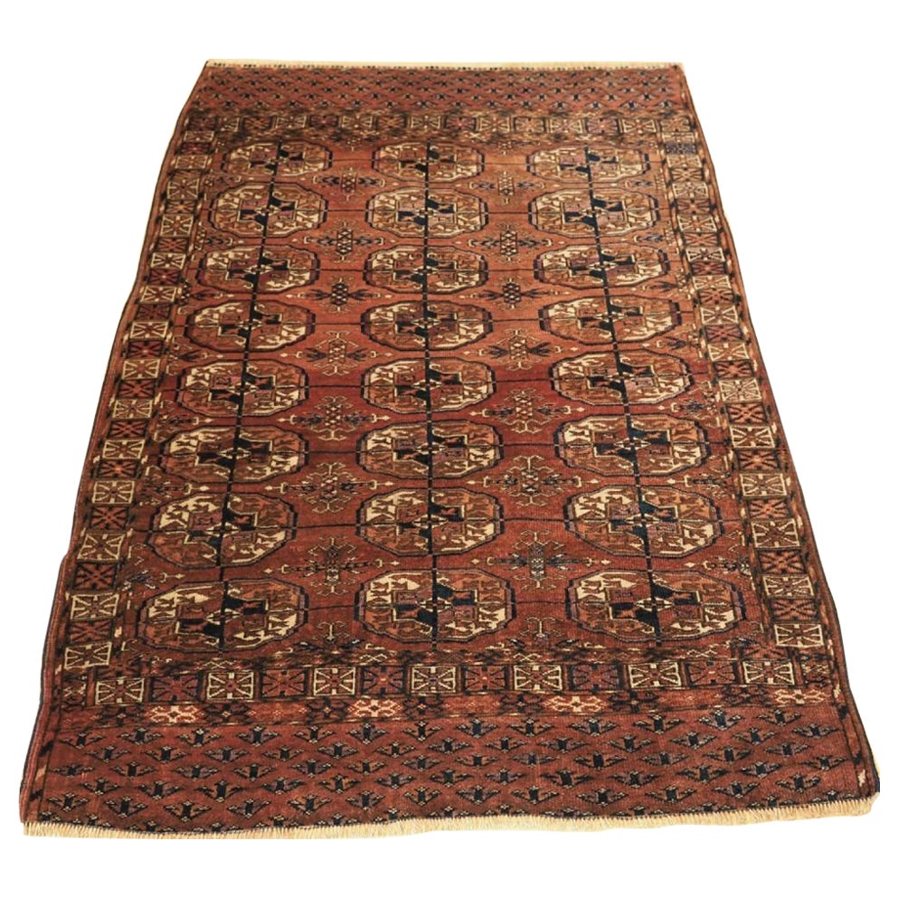 Antique Tekke Turkmen 'Dip Khali' Rug with Large Guls, Circa 1890