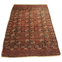 Tapis turkmène antique Tekke Drop Khali avec grand golfe, vers 1890