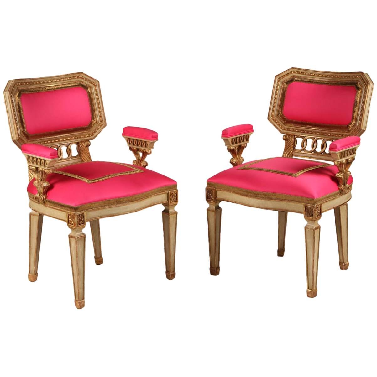 Pair of Baltic Style Giltwood Chairs For Sale