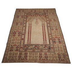 Antique Turkish Ghiordes Prayer Rug with White Ground, 18th Century