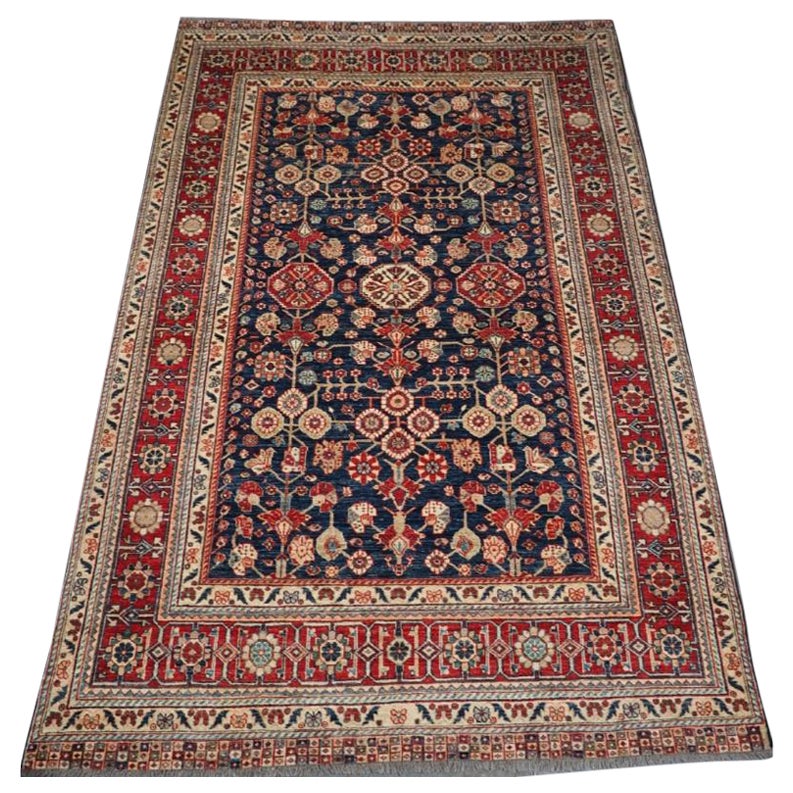 Tapis Kazak afghan noué à la main, petite taille, vieux d'environ 15 ans