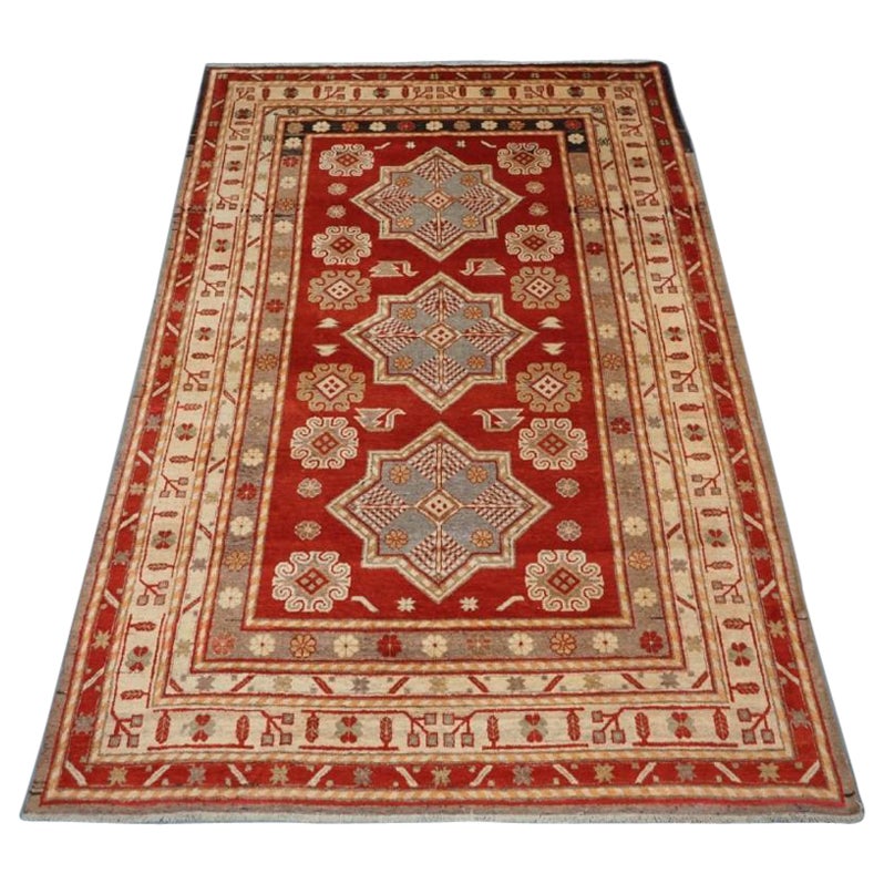 Antique East Turkestan Khotan Rug With Three Star Medallions, Circa 1920 For Sale