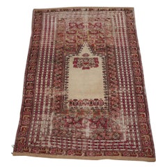 Antigua alfombra turca de rezo ghiordes de diseño clásico, circa 1800