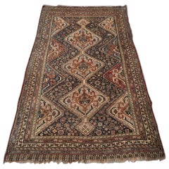 Antique Tribal Qashqai Rug, Triple Medallion With Soft Colours, Circa 1880