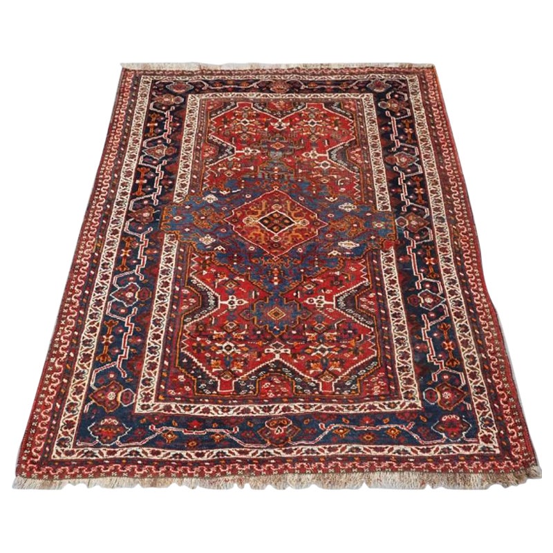 Antique Khamseh Tribal Rug, Interesting Medallion Design, Circa 1900