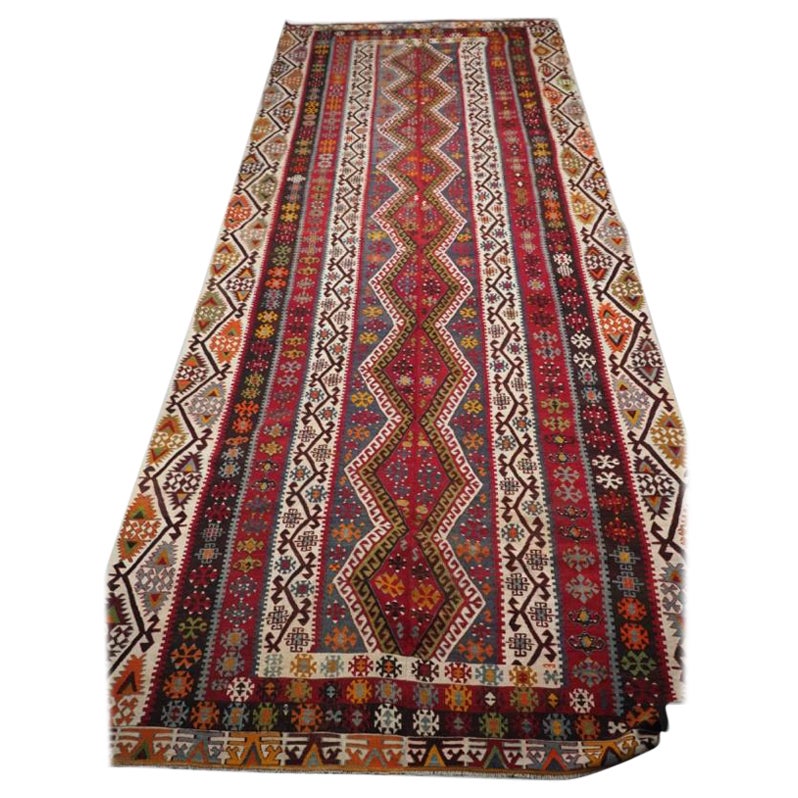 Antico kilim turco Kayseri in 2 parti di grandi dimensioni, CIRCA 1920