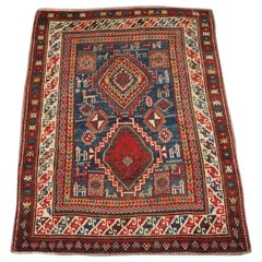 Kazak caucasien Bordjalou antique, artisanat tribal, vers 1880