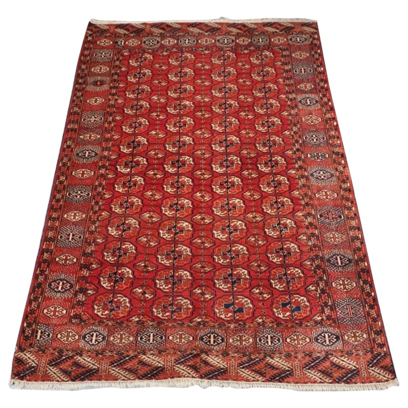 Antique Tekke Turkmen Main Carpet, Small Size, Circa 1890