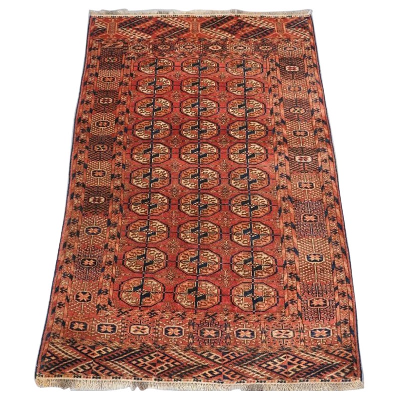 Tapis turkmène Tekke « Drop Khali » ancien, rouge chaud et doux, vers 1900