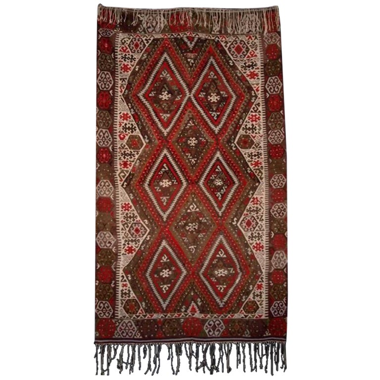 Old Turkish Fethiye Kilim, Classic Design & Colour, Circa 1940
