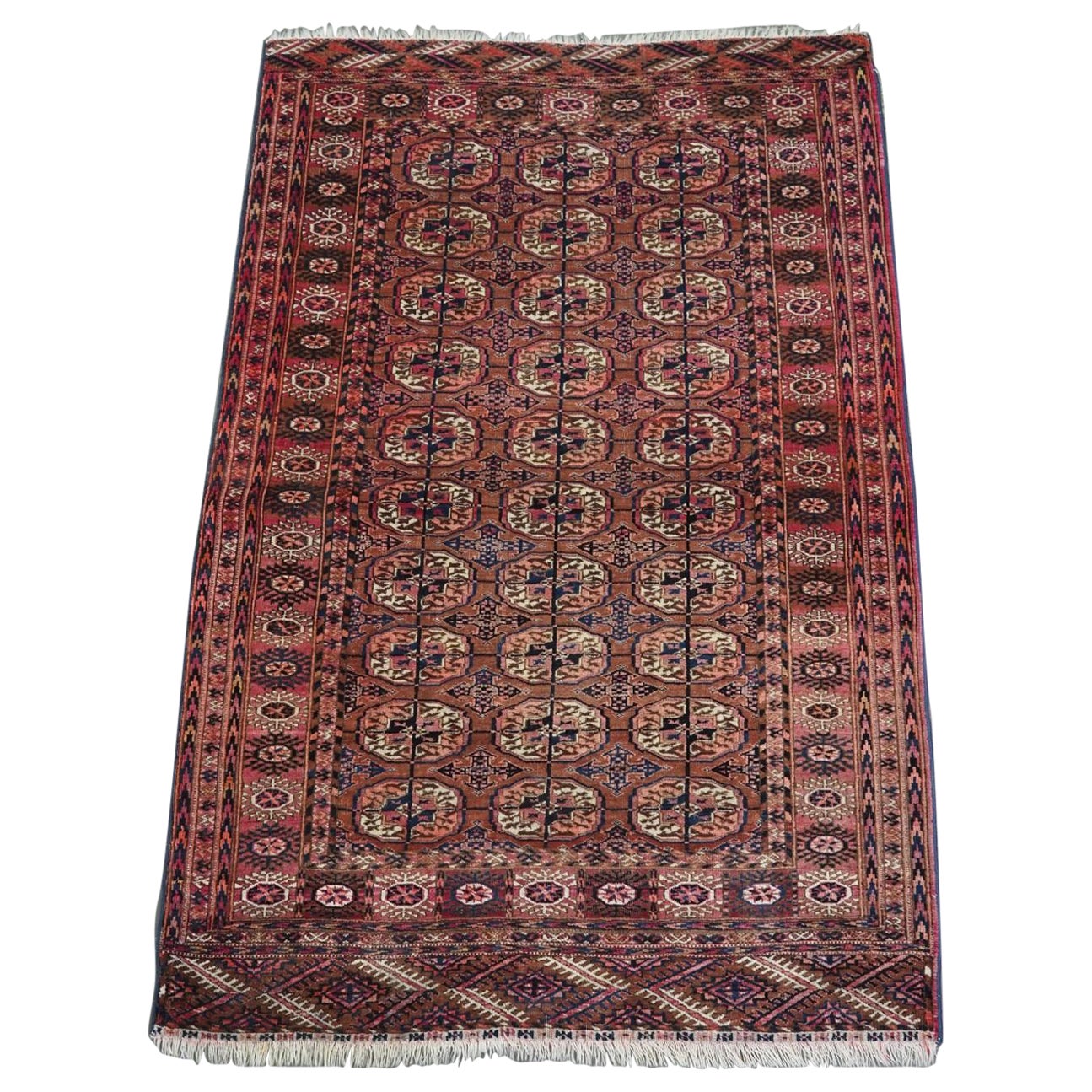 Antique Tekke Turkmen Rug, Soft Colour With Cochineal Highlights, Circa 1900