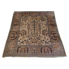 Antique Turkish Oushak Rug With Willow Tree Design, Circa 1900-20
