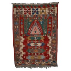 Old Anatolian Turkish Konya Region Prayer Kilim, Circa 40 Years Old