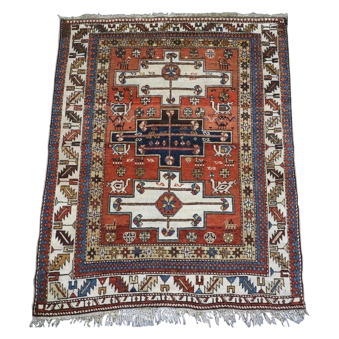 Antique Caucasian East Caucasian Shirvan Baku Rug Of Small Size, Circa 1900