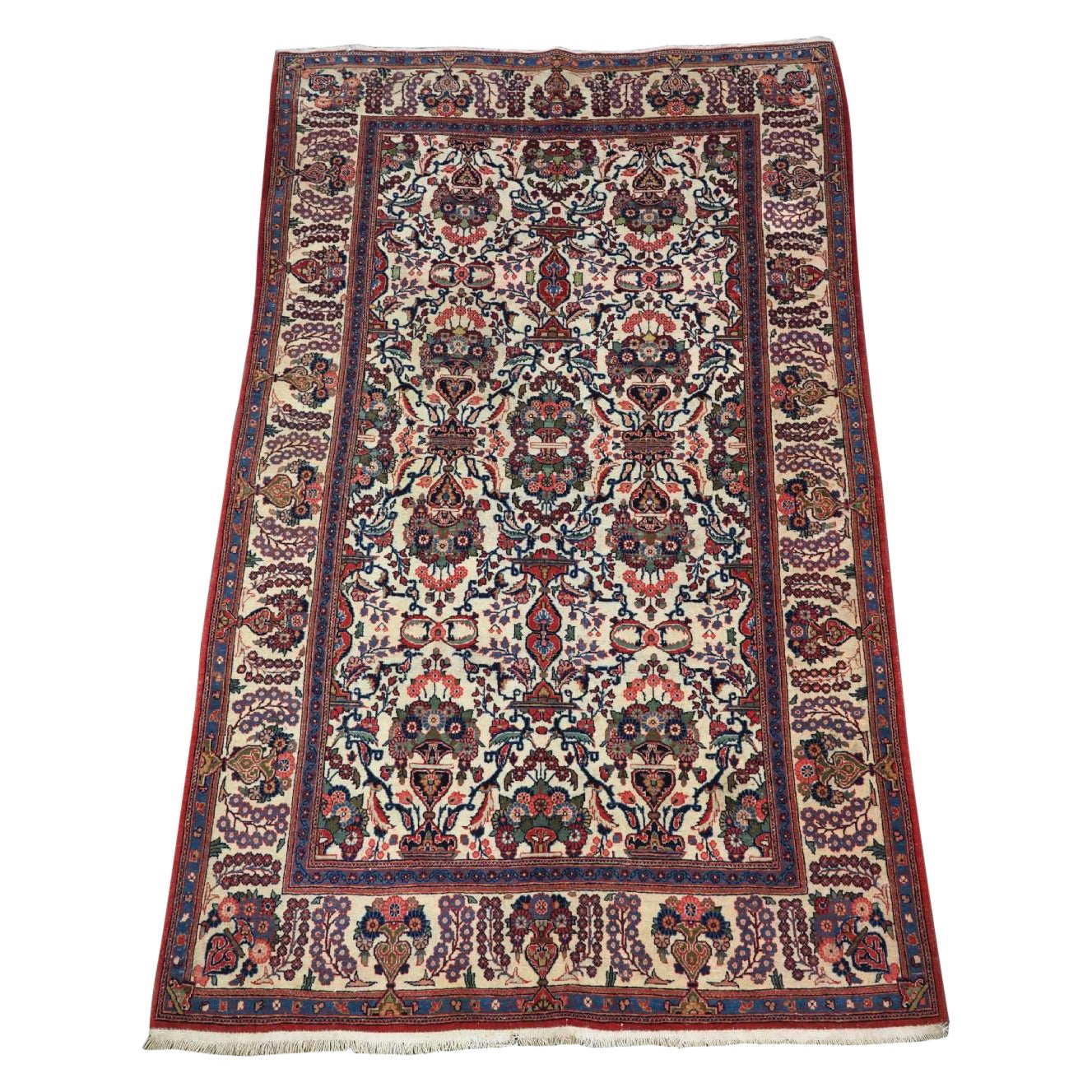 Antiker Kashan-Teppich mit Blumen- und Vasenmuster, um 1920
