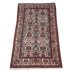 Vintage Kashan Rug With Flower And Vase Design, Circa 1920