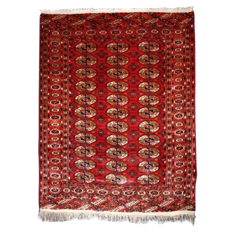 Tapis ancien turkmène Tekke, à poils longs, vers 1900 en vente