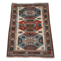 Alfombra Turca Kazak Vintage De Tamaño Pequeño, Diseño Octagonal, Circa 1960