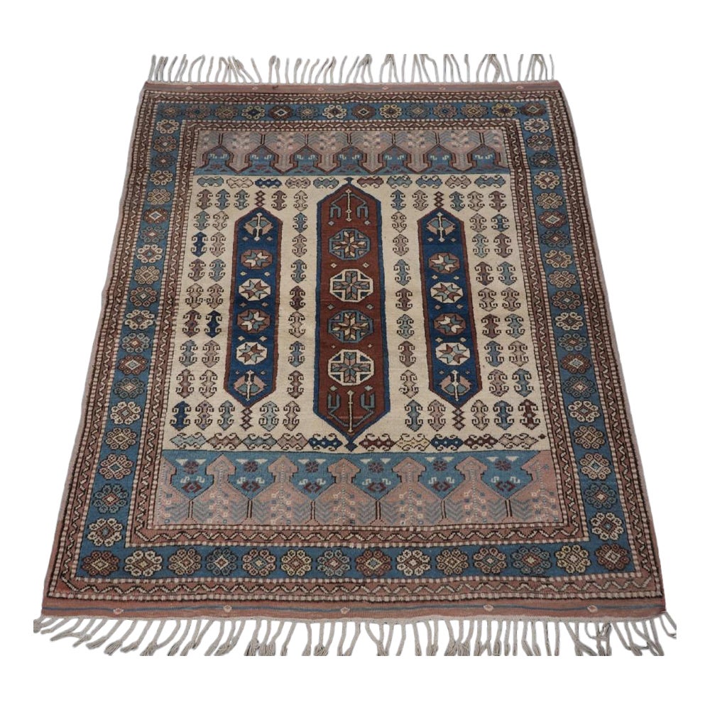 Vintage Turkish Bergama Rug With Traditional Design, About 40 Years Old