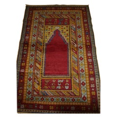 Ancien tapis de prière turc du village de Kirsehir, de conception traditionnelle, vers 1920