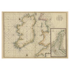 Grande carte maritime de 1693 de la mer d'Irlande, des côtes occidentales de l'Irlande, de l'Angleterre et de l'Écosse