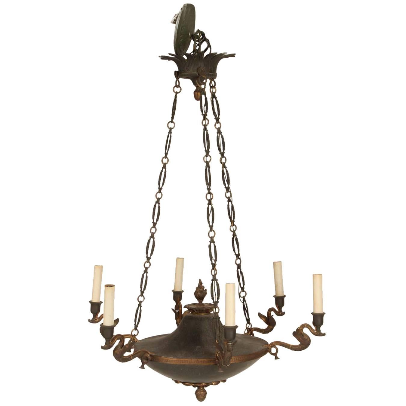 Bronze French Empire Style Chandelier For Sale