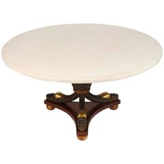 French Empire Style Ebonized and Parcel-Gilt Center Table