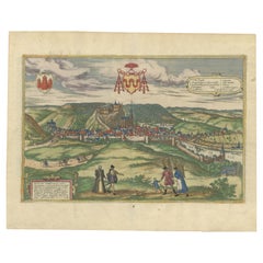 Huy (Huum) Stadtlandschaft 1574: Historische Kupferstich von Braun & Hogenberg